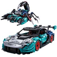 Voiture de sport RC transformable 2-en-1 en blocs de construction, robot Scorpion, 2 modes modifiables, télécommandée, briques, approvisionnement direct usine