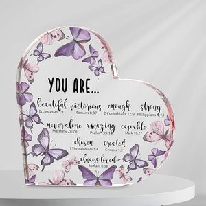 Décoration de bureau pour femmes chrétiennes inspirantes, verset biblique, prière, cœur en acrylique, inscription religieuse, cadeau d'anniversaire pour maman, sœur - Product Image 1