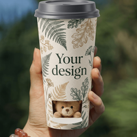 Gobelet à boisson jetable à double paroi en papier kraft créatif, compartiment cadeau mystère isolé au fond, qualité alimentaire, logo personnalisé OEM
