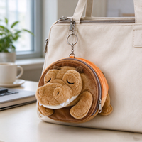 Porte-clés personnalisé en peluche, porte-monnaie en forme de crocodile, pochette zippée, mini portefeuille, design animal adorable pour cadeau d'anniversaire ou de Noël