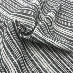 Bamboo Joint Yarn Dyed Stripe Cloth Pure Cotton Linen Fabric Men Women Shirt Fabric Linen Fabric