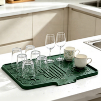 Tapis égouttoir en silicone pour évier et comptoir de cuisine, 15,79 x 12,91 pouces