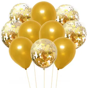 Palloncini in lattice dorato perlato e coriandoli 10 pezzi palloncini elio e aria