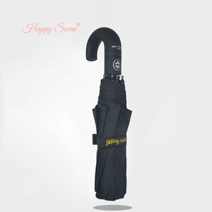 <span class=keywords><strong>Parapluie</strong></span> pour <span class=keywords><strong>homme</strong></span> de la <span class=keywords><strong>marque</strong></span> Happy Swan, vente en gros, poignée en caoutchouc, crochet incurvé, pliable, noir - Product Image 2