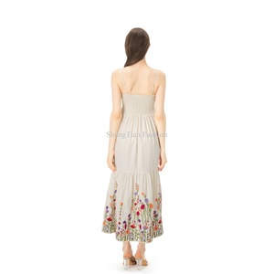 Vestido Blanco Casual de Verano 2025, Nuevo, de Algodón y Lino, con Tirantes, Cuello Cuadrado, Espalda Descubierta, Bordado Floral, Sin Mangas - Product Image 6