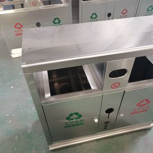 Contenedor de Basura Comercial de Acero Inoxidable 89x36x92cm para Clasificación de Residuos, Cubo de Reciclaje para Exteriores para Gestión de Propiedades Comunitarias - Product Image 3