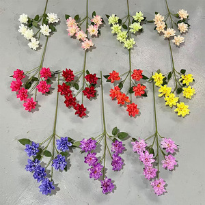 6 têtes de dahlias artificiels en soie, arrangements floraux pour mariage et décorations d'intérieur - Product Image 2