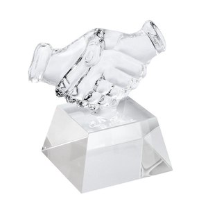 Trofeo de Agarre de Manos 100x50 con Impresión UV en Vidrio y Papel para Regalos de Ferias Comerciales y Bienvenida de Invitados - Product Image 1