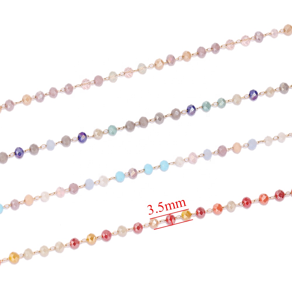 Colorful Glass Beads Chains DIY Jewelry Making Necklace Findings Bracelets Accessories Anklet Supplies