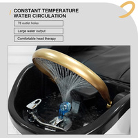 Lit de lavage de cheveux noir professionnel avec circulation d'eau pour salon de coiffure, spa, massage facial