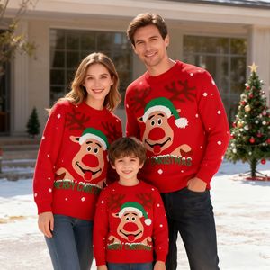 Matching Family Christmas Sweaters for Holiday Party Photos, Santa Claus Tree Graphic Xmas <strong>Jumpers</strong> for Family - Product Image 5