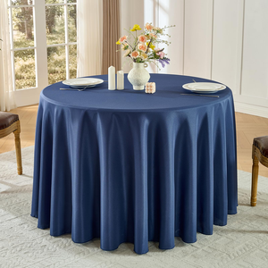 Wholesale High Quality 120" Navy Blue Green Crushed Velvet <b>Round</b> <b>Tablecloth</b> for Dining Wedding Party Events Decoration - Product Image 3