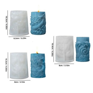 Ocean Themed Cylindrical Relief <b>Candle</b> <b>Mold</b> Transparent White Customizable Shape For DIY <b>Candle</b> Making Kits - Product Image 5