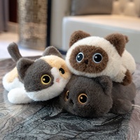 Jolie poupée chat noir couché, chat calico, jouet en peluche courte, chat siamois, jouet en peluche, 31 cm-50 cm, poupée de confort, cadeau pour les filles