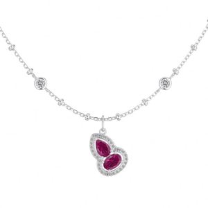 Collier Pendentif Gourde en Argent 925 Plaqué Or 18K avec Chaîne à Maillons et Zirconias 5A, Design Délicat Dylam - Product Image 1