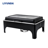 Ensemble de plats chauffants électriques Liyunda pour buffet de restaurant, 9L, en acier inoxydable noir