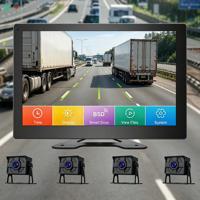 Monitor DVR para Camión de 4 Canales con Marca Privada, Pantalla Táctil LCD de 10 Pulgadas, Resolución 1280x720, Sistema de Alarma de Punto Ciego, Certificado CE