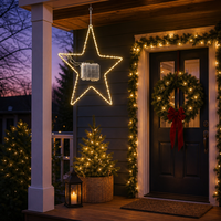 Guirlande lumineuse LED en forme d'étoile de Noël de 30 cm, étanche, avec fil de cuivre, alimentée par piles, pour décoration intérieure/extérieure