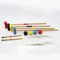 Juego de Croquet Resistente para Exteriores, Jardín o Patio, para Niños, Adultos y Fiestas Familiares, para 4 Jugadores, con Logo Personalizado, Mazos, Pelotas y Wickets