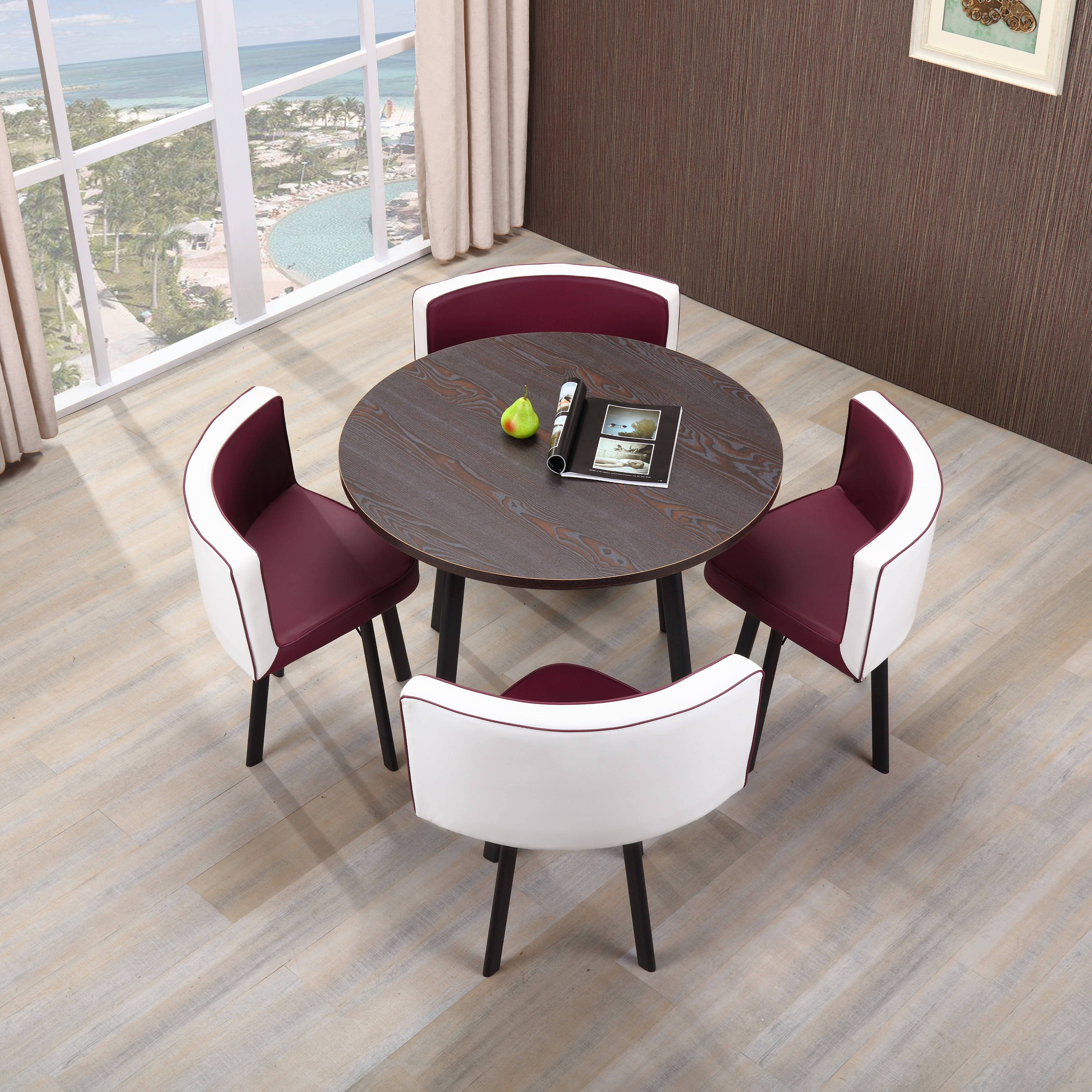 Paulownia rotonda + pelle bicolore viola e bianca