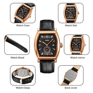 Reloj cronógrafo cuadrado para hombre, correa de cuero de lujo, reloj de cuarzo resistente al agua 30M - Product Image 2