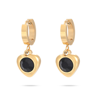 Mode coeur cubique Zircon boucles d'oreilles goutte 18K plaqué or en acier inoxydable suspendus pendentif boucles d'oreilles bijoux femmes