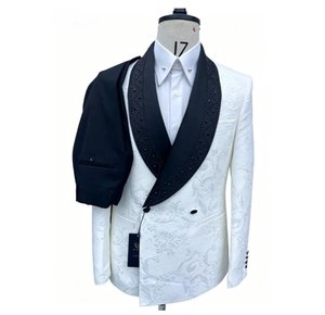 Nouveaux costumes de <span class=keywords><strong>mariage</strong></span> élégants pour hommes, en jacquard léger et luxueux, avec col en diamant vert, pour la mode masculine, robe de <span class=keywords><strong>soirée</strong></span> 2 pièces - Product Image 5