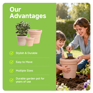 Pot <span class=keywords><strong>de</strong></span> fleurs en plastique imitant la céramique empilable pour un rangement facile - Product Image 2