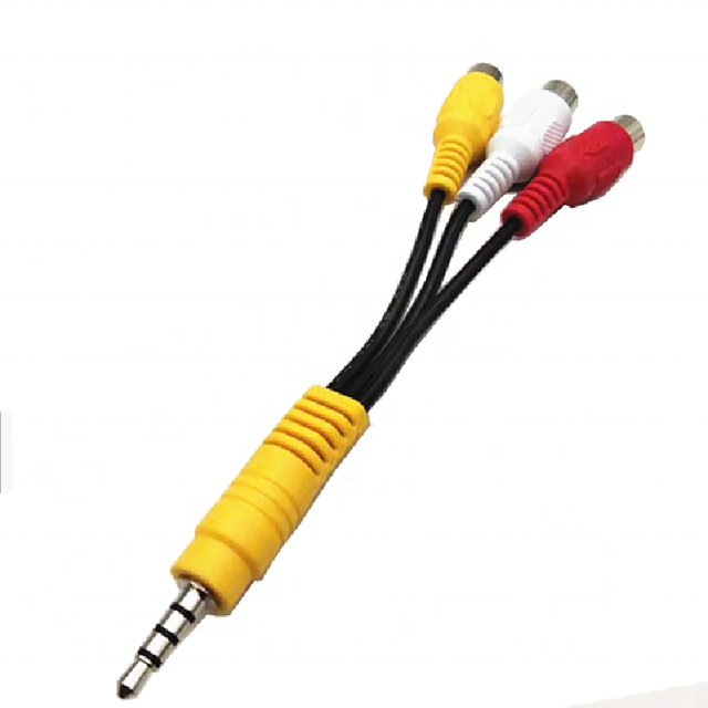High Fidelity 3.5mm to RCA Audio Video Adapter Cable 1 in 3 AV Composite Red White Yellow for Smart TV Box & Motorcycle