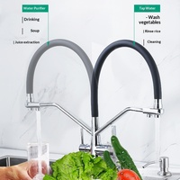 Robinet de cuisine moderne au design simple, en alliage de zinc et cuivre, avec entrée d'eau trois-en-un (eau chaude/froide), purificateur d'eau, à poser sur le comptoir