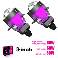 Lensa Proyektor Laser Ganda Bi-LED 3 Inci KX30 Pro 85W Sinar Tinggi Rendah dengan Driver Terintegrasi 6000K untuk Konversi Lampu Depan H4 H7 9005