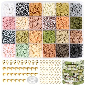 Kit de fabrication de bijoux avec 3600 perles plates circulaires en argile polymère de 24 couleurs mélangées, pour bracelets et colliers, Jibaizhao Third - Product Image 2