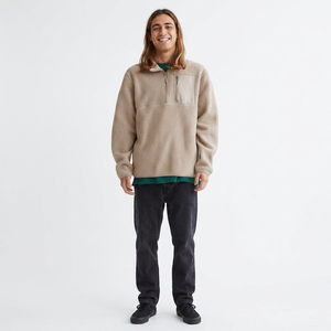 Custom Men <b>Jumper</b> Beige Quarter Zip Sherpa Pullover Thick Heavyweight Loose Fitting Hoodie 14 Zip <b>Plain</b> Brown Hoodies - Product Image 1