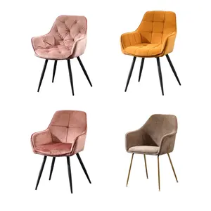 Chaise en Velours nordique meubles de maison cuisine moderne français rose tissu Velours baignoire rembourrée salle à manger fauteuil