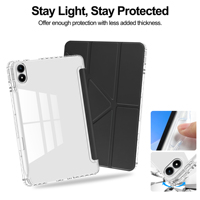 Étui pour tablette intelligente Infinix XPAD 20 11 pouces, X1102, en cuir PU, avec support pliable multi-positions et dos transparent