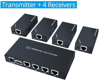 Séparateur HDMI 1x4 vers 4 récepteurs, extension de câble HD 1080P, 60m sur UTP, RJ45 Cat5e, Cat6, 1 transmetteur à 4 récepteurs, Super qualité