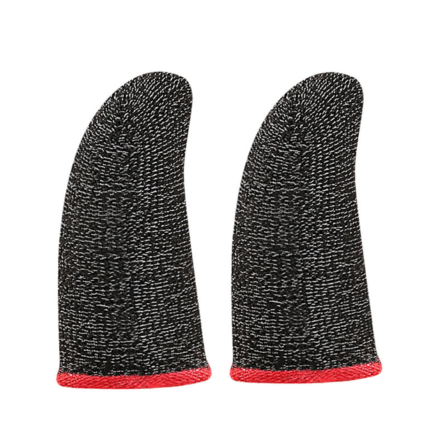 Anti-Sweat Silver Carbon Fiber Gaming Finger Sleeves Thumb Gloves Thin Smooth Feel for Mobile Phones & Touchscreen Devices