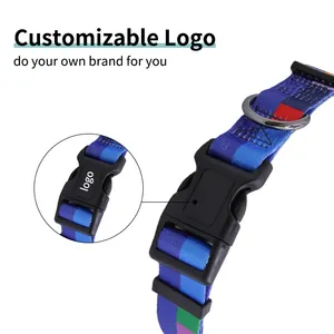 Custom Print Personalized Dog Collars Polyester Webbing Dog Collars For Large Dogs