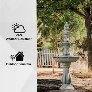 Солнечный фонтан-птичий купальник ручной работы из смолы, 3-ярусный, портативный, для сада, в античном стиле - Product Image 3