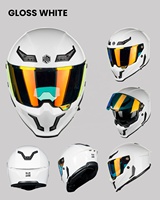 Helm Full Face ILM Terlaris untuk Motor Trail, Bahan ABS, Bersertifikasi ECE, Dual Visor, Quick Release, Warna Putih MF509