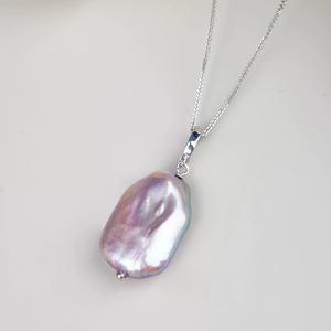 Fashionable Taro Purple Baroque Pendant Necklace Freshwater Light Pink Purple Pearl Large Pendant Stylish Buddhism <b>Inspired</b> - Product Image 4