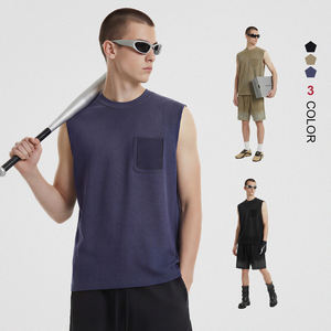 Camiseta sin mangas para hombre, 100% algodón, con logo personalizado, efecto lavado y desgastado, para deporte al aire libre, venta al por mayor - Product Image 1