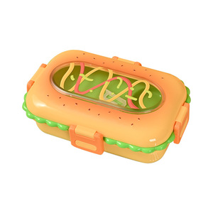 Fiambrera rectangular de acero inoxidable 304 de dibujos animados para niños, tapa de plástico, diseño sellado de grado alimenticio, 0-1L, multifunción ecológica - Product Image 5