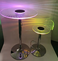 Ensemble de table et tabourets de bar en acrylique lumineux LED moderne, couleur changeante RGB, hauteur réglable en métal, pour boîte de nuit, hôtel, supermarché, salle à manger