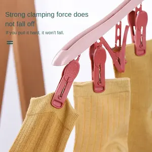 1PC Tendedero Multifuncional Resistente al Viento con 8 Pinzas, Ideal para Ropa, Ropa Interior y Calcetines, Colgador de Plástico Vibrante en Colores Caramelo - Product Image 5