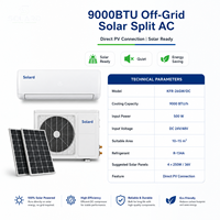 Climatiseur mural hybride AC/DC double alimentation 9000 BTU, connecté au réseau solaire, avec panneau PV couplé directement pour le refroidissement domestique