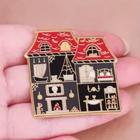 Broche Épinglette Émaillée Maison Hantée Kawaii Chambre Fantôme Halloween Gothique Bijou Effrayant