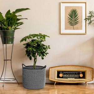 <span class=keywords><strong>Pots</strong></span> suspendus succulents grand support de plante panier de rangement en coton épais bohème fil mural avec coquille de noix de coco en bois - Product Image 2