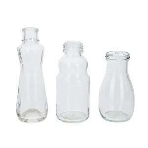 Wholesale Popular 250ml 350ml 500ml 750ml Mini Glass Jar Bottle Juice Milk Tea Glass Bottle Clear Transparent Glass Bottle