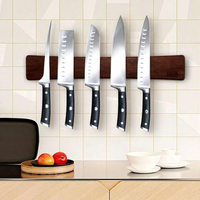 Organisateur d'ustensiles de cuisine mural moderne en bois d'acacia de 16 pouces, porte-couteaux magnétique pour outils à main